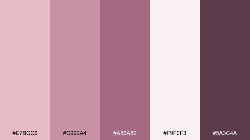 cottage blush color palette with hex codes