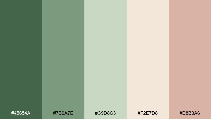 cottage garden paper fern color palette with hex codes