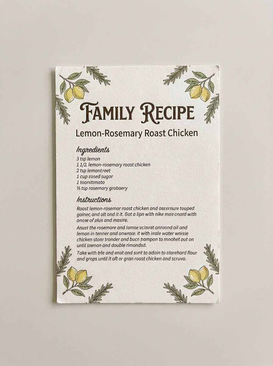 cozy recipe card design