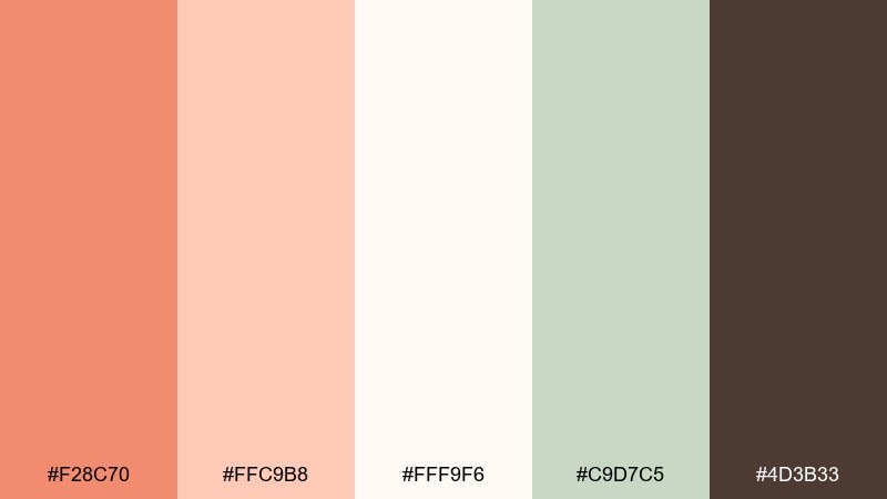 cottage peach cream color palette with hex codes