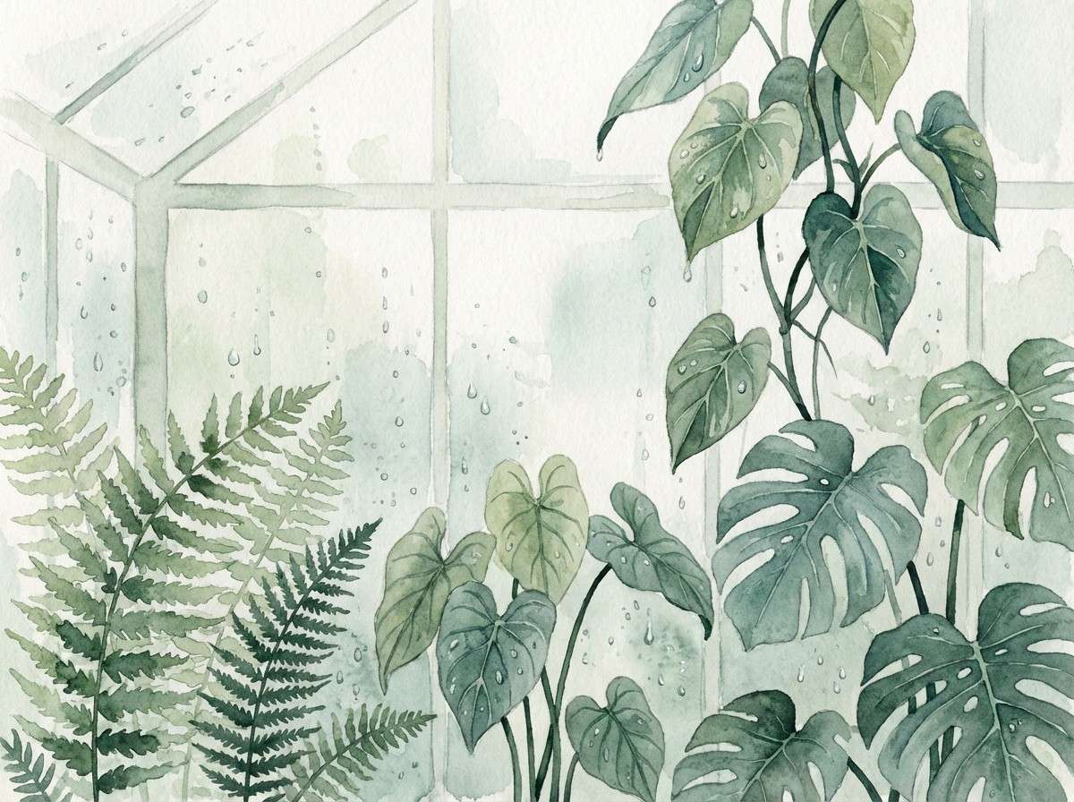 rainy greenhouse botanical print