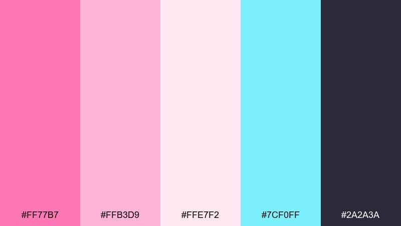 cotton candy arcade pixel art color palette with hex codes