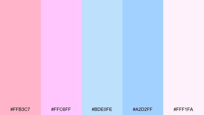 cotton candy cloud color palette with hex codes