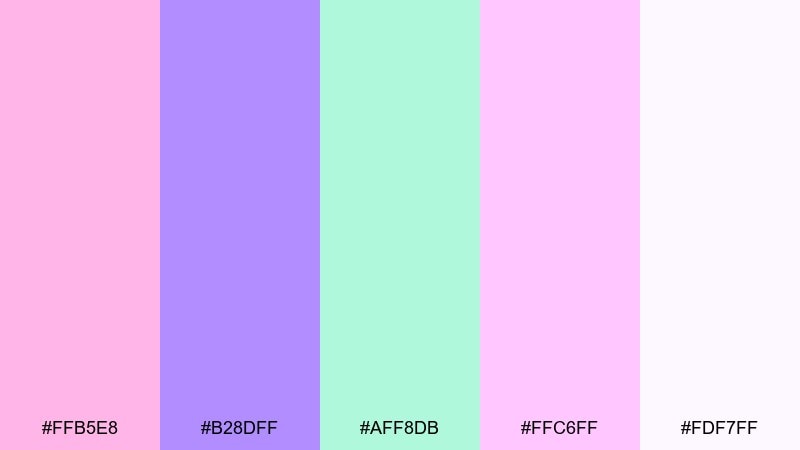 cotton candy cloud cartoon color palette with hex codes