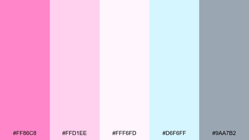 cotton candy cloud pink flamingo color palette with hex codes