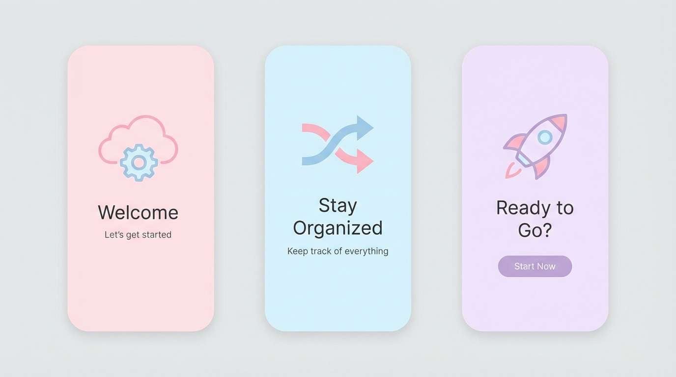 pastel onboarding ui cards