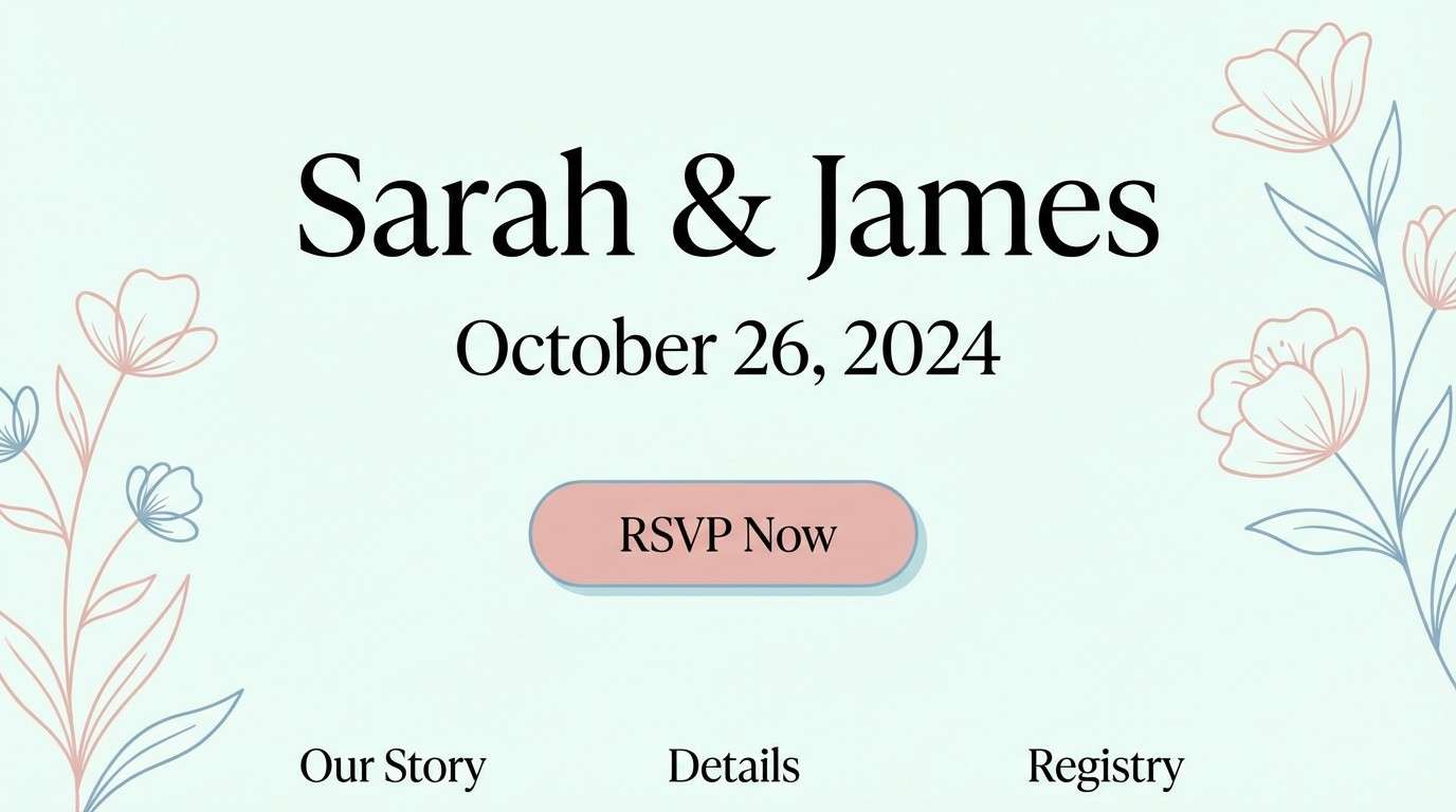 wedding website homepage mockup