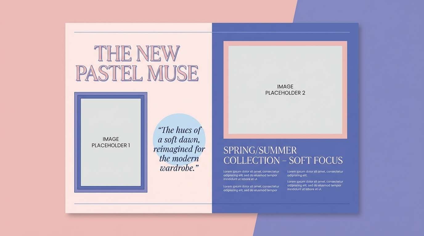 pastel editorial spread layout