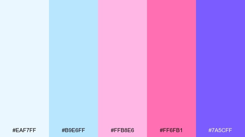 cotton candy cone ice cream color palette with hex codes
