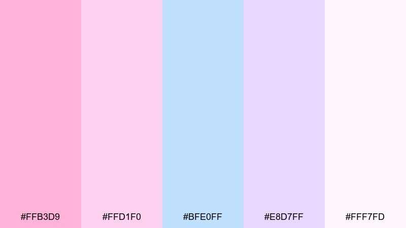 cotton candy foam bubbles color palette with hex codes