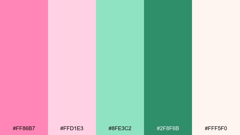 cotton candy garden color palette with hex codes