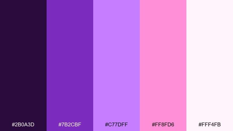 cotton candy glow purple pink color palette with hex codes
