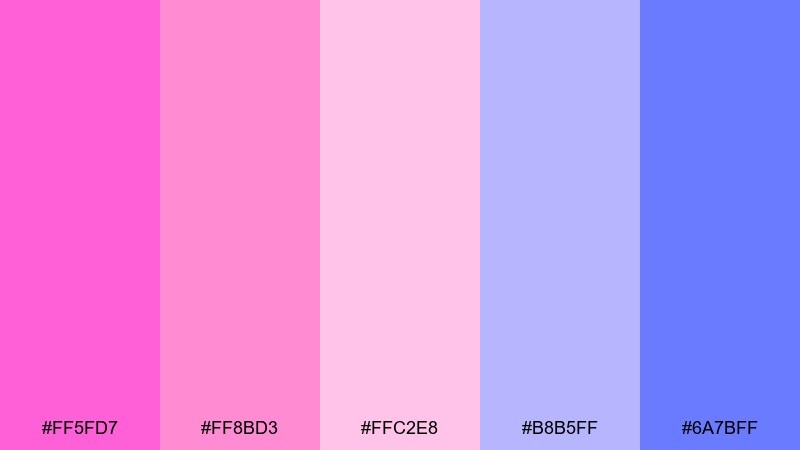 cotton candy haze gradient color palette with hex codes