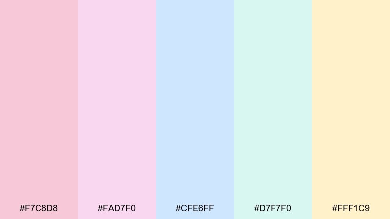 cotton candy haze pastel color palette with hex codes