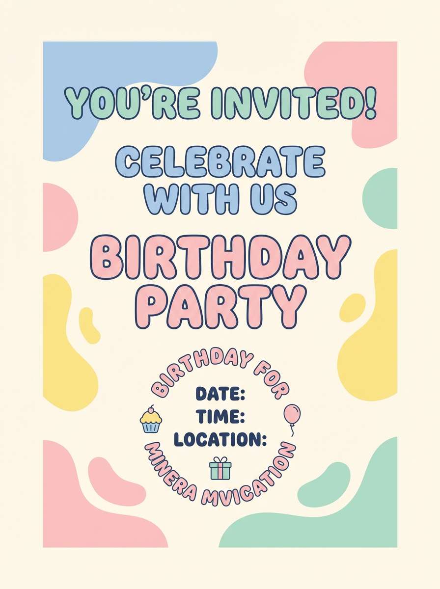pastel party invitation