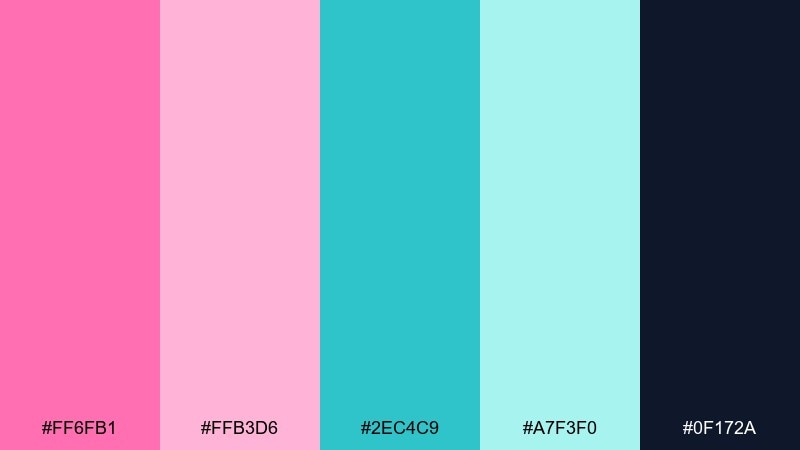 cotton candy lagoon color palette with hex codes