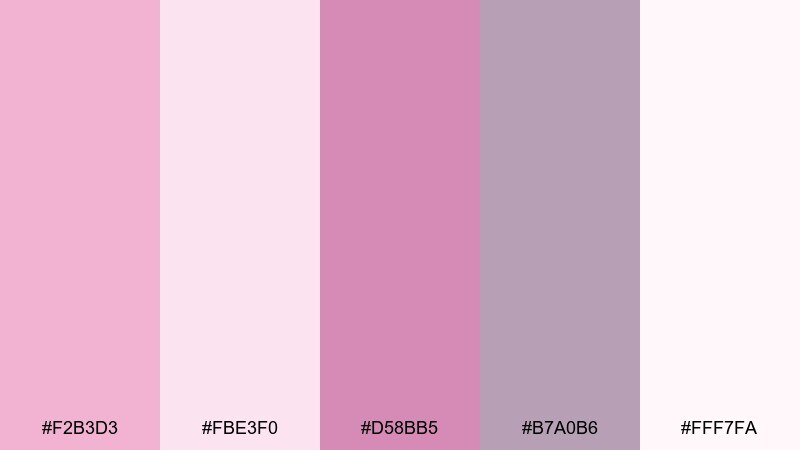 cotton candy mauve pale magenta color palette with hex codes