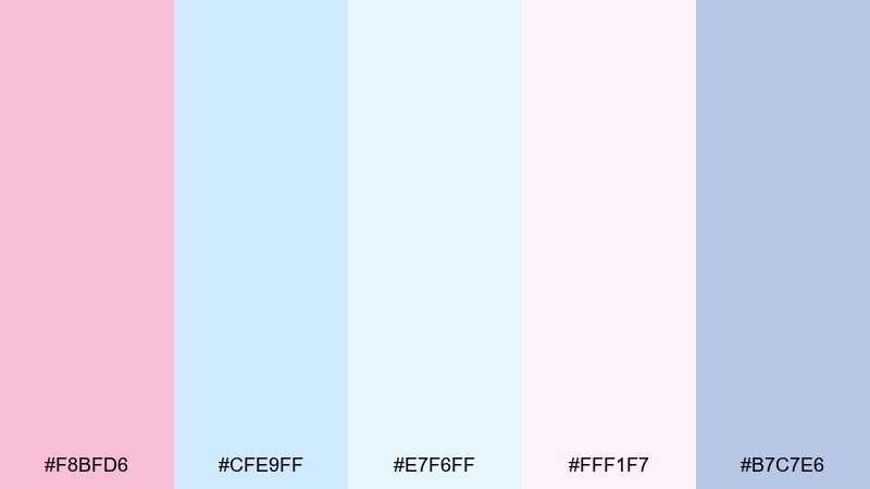 cotton candy sky color palette with hex codes