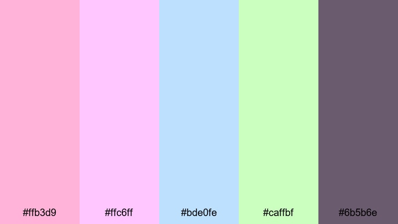 cotton candy sunrise color palette with hex codes