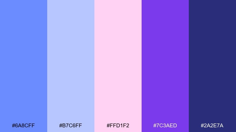 cotton candy wave blue raspberry color palette with hex codes