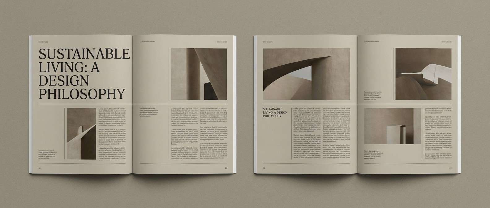 moody editorial spread layout