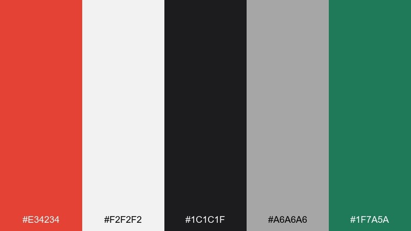 courtline energy vermilion color palette with hex codes