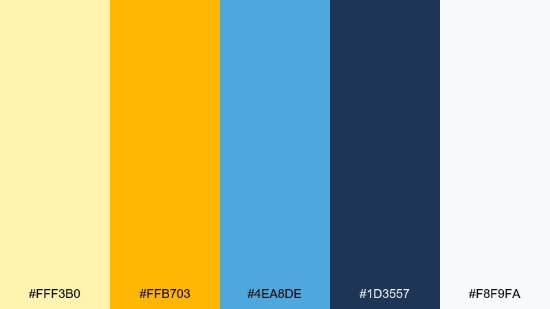 cozy breakfast yellow orange blue color palette with hex codes