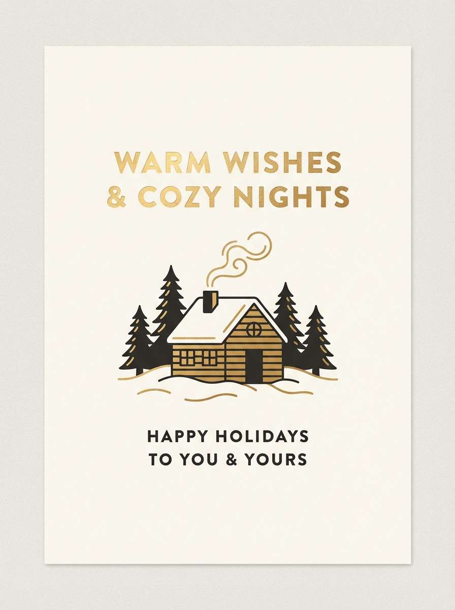 cozy card with golden accents