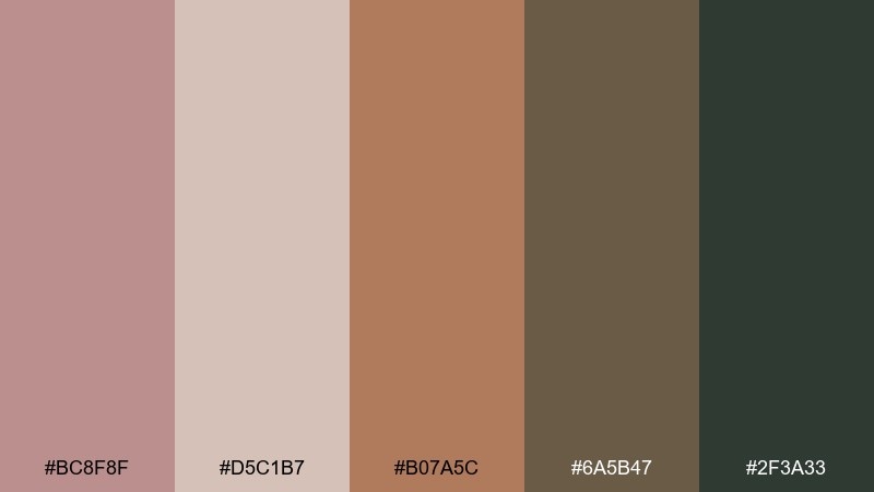 cozy cabin rosy brown color palette with hex codes