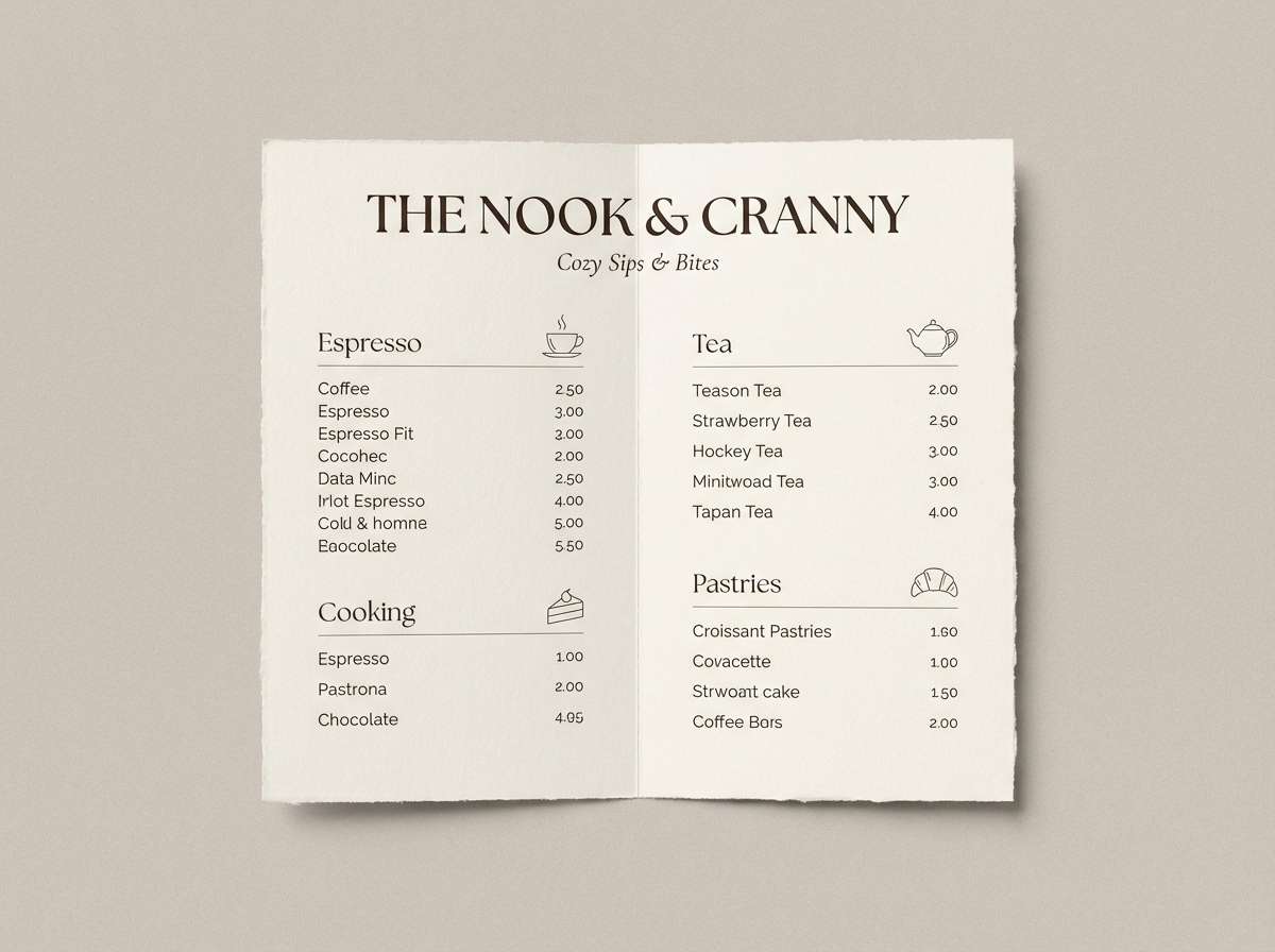 cafe menu layout