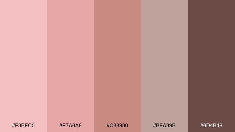 cozy clay comfort tea rose color palette with hex codes