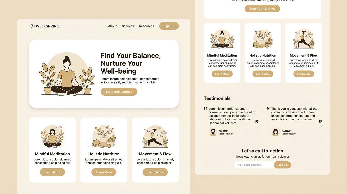wellness ui in honey tones