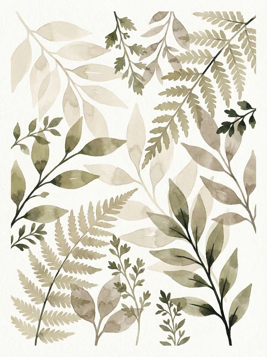 botanical poster in moss tones