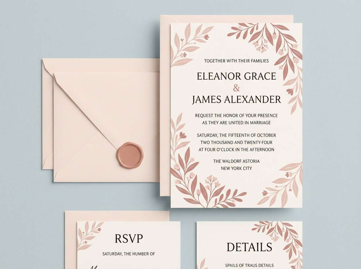 wedding invites in dusty rose