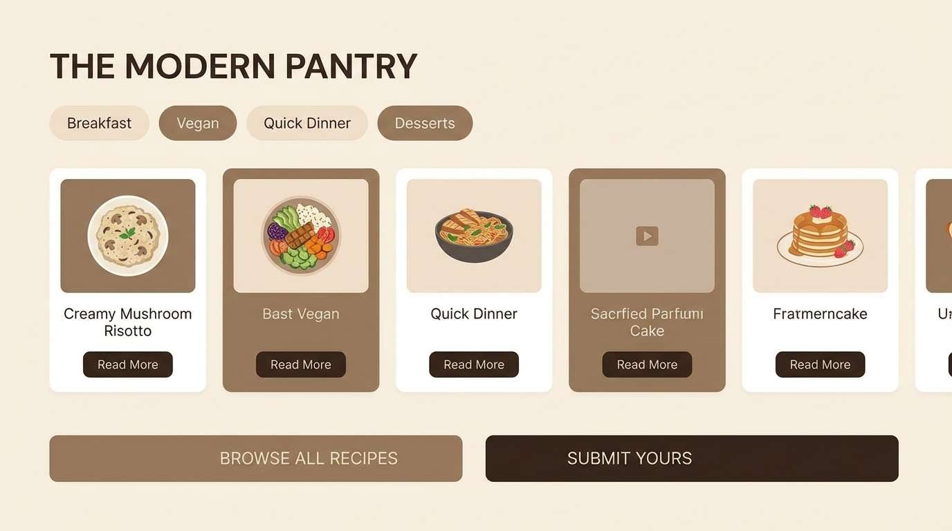 recipe ui in almond tones