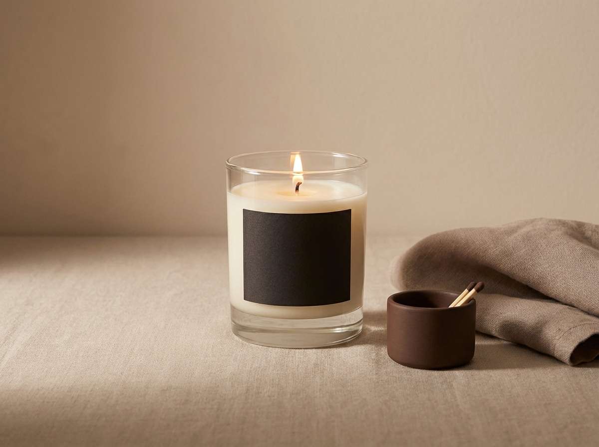 candle ad in cocoa tones