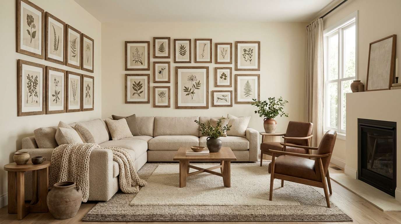 cozy gallery wall tones