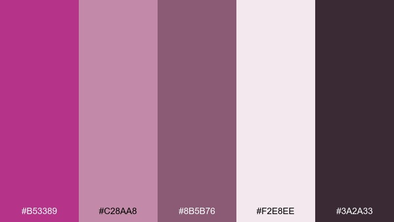 cozy knit mauve fandango color palette with hex codes