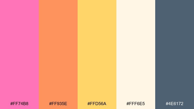 cozy sunrise color palette with hex codes
