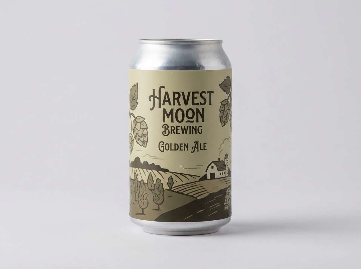 craft beer can label in drab tone