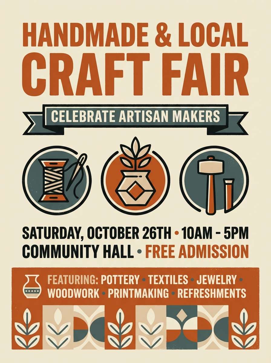 craft fair flyer in warm tones