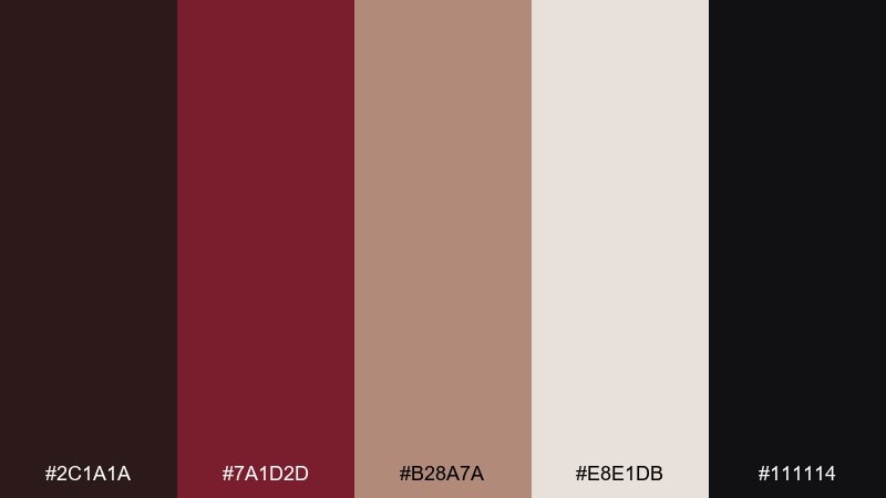 cranberry charcoal contrast color palette with hex codes