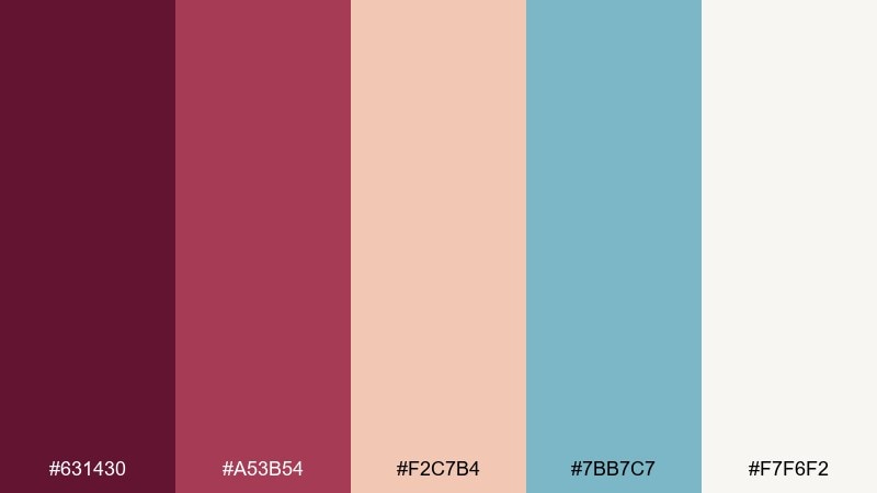 cranberry coastal color palette with hex codes