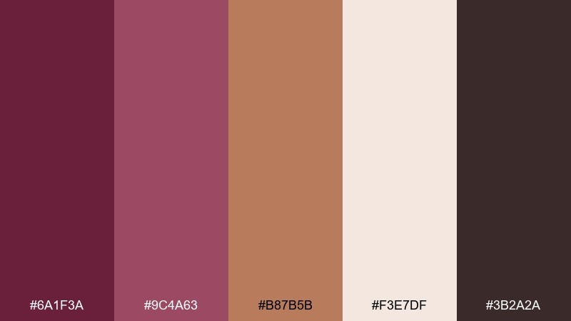 cranberry cocoa mulberry color palette with hex codes