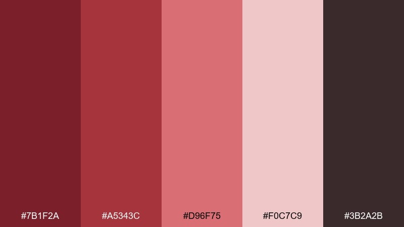 cranberry cocoa ruddy color palette with hex codes