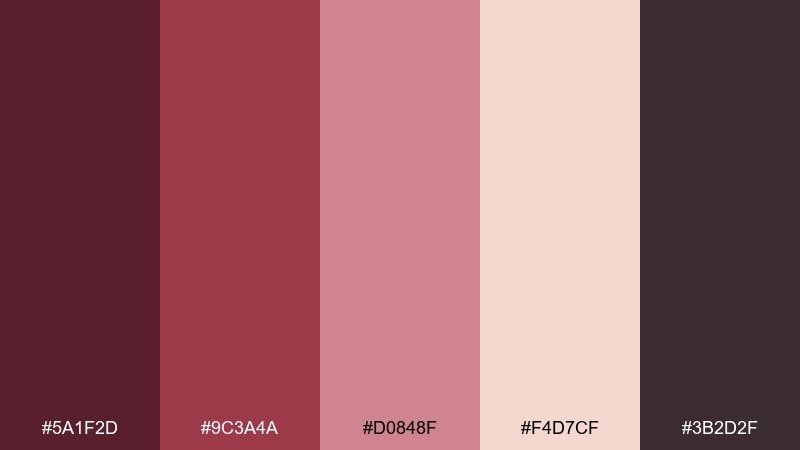 cranberry dusk autumn leaves color palette with hex codes