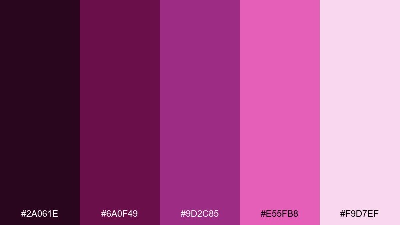 cranberry orchid purple pink color palette with hex codes