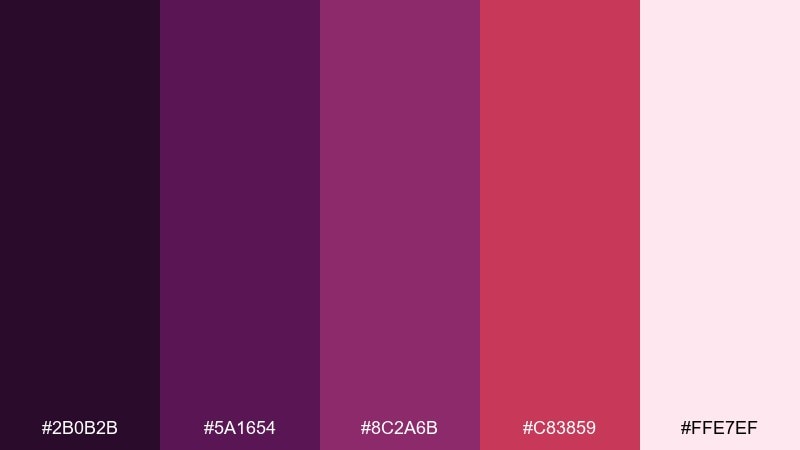 cranberry orchid color palette with hex codes