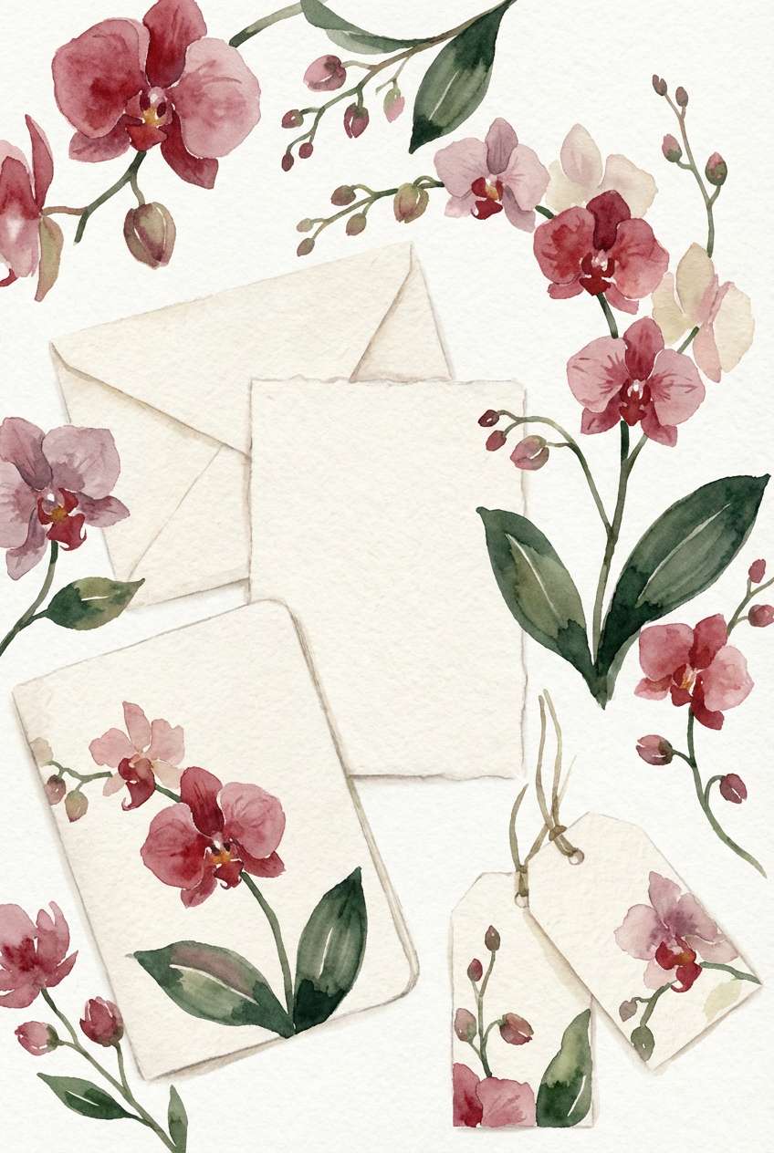 cranberry orchid stationery art