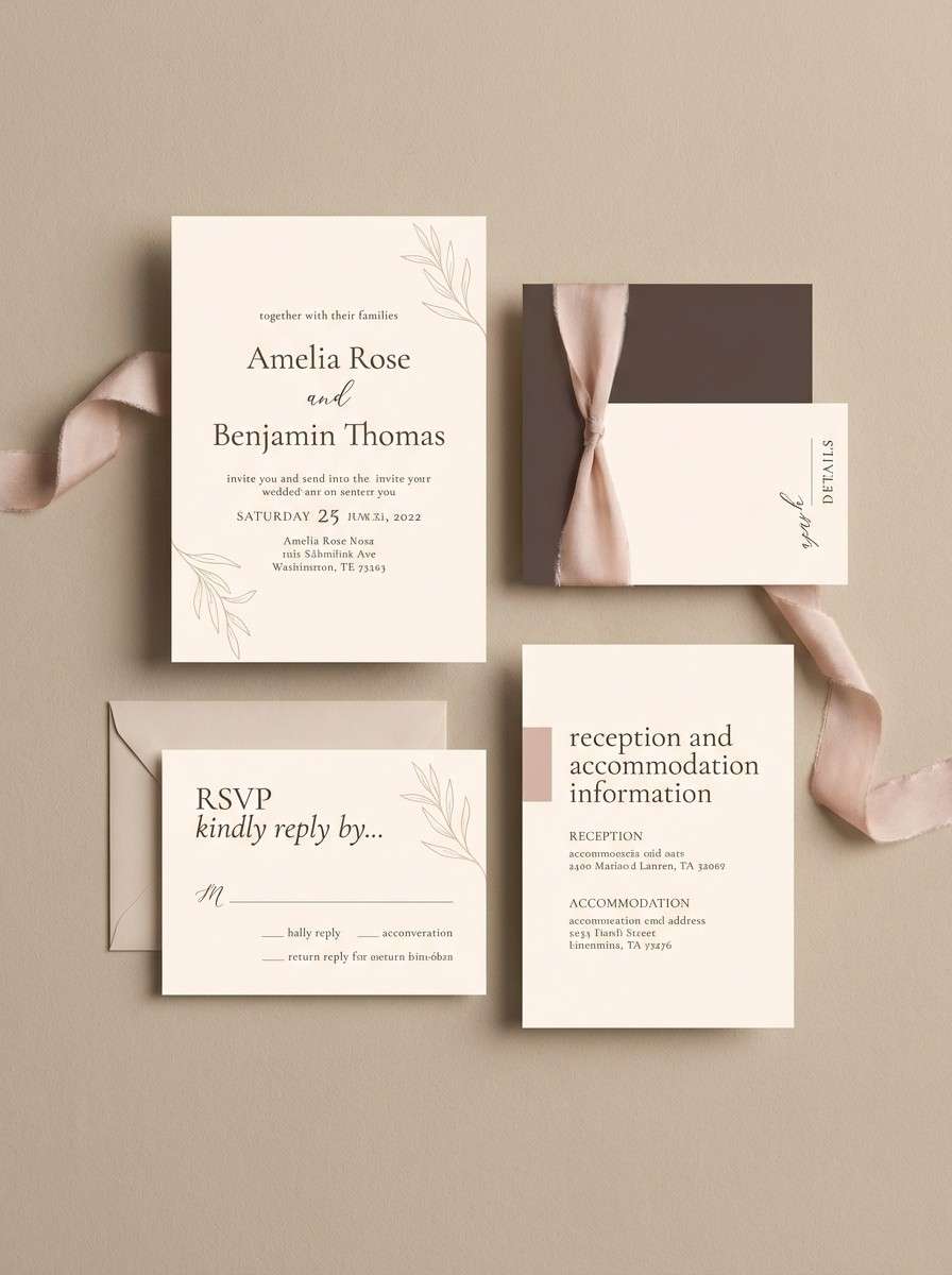 neutral wedding invitation suite